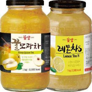 대량구매 단체주문 꽃샘 꿀모과차 1kg + 레몬차S 1kg 선물용 회사 사무실 행사