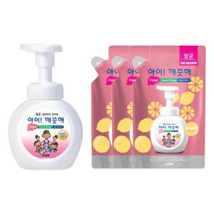 아이깨끗해 레몬향 폼 핸드솝 용기(250ml) 1개 + 리필(200ml) 3개 핸드워시 항균 손세정제