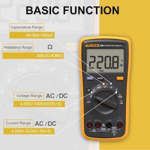 Fluke 15B 플러스 전문 지능형 멀티미터 디지털 멀티 테스터, 전류 폴리미터 트랜지스터, 스마트 전자 미터