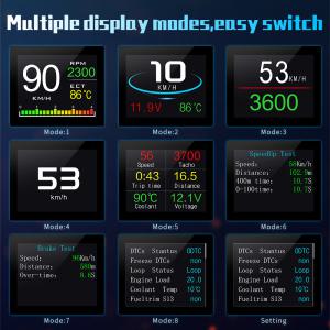 HUD헤드업디스플레이GPS HUD P10 OBD2 디지털 자동차 헤드업 디스플레이 속도계 타코미터 배터리 전압 오일