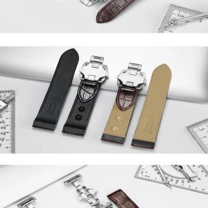 OEM Cartier santos용 스테인레스 스틸 버터 플라이 시계 밴드 20mm 정품 가죽 방수 땀