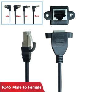 케이블 암수 나사 패널 마운트 이더넷 LAN 네트워크 연장 컨버터, 90 도 직각 RJ45, 0.3m, 0.6m