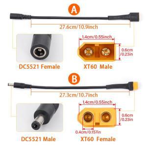 배터리 충전 케이블용 어댑터 와이어, 18AWG XT60 암수 커넥터, DC5521 플러그