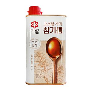 CJ제일제당 백설 고소함 가득 참기름 450ml 1개 비빔밥 참깨 볶음