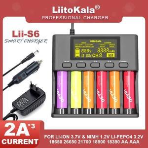 LiitoKala Lii-S6 18650 배터리 충전기 6 슬롯 자동 극성 감지 21700 1.2V AA 개