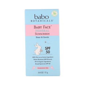 [iHerb 공식] Babo Botanicals, 베이비 페이스, 미네랄 선스크린 스틱, SPF 50, 0.6 oz (17 g)