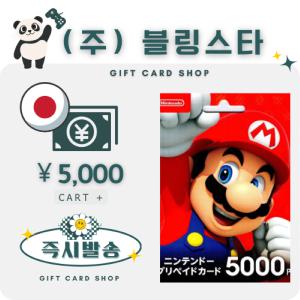 일본 닌텐도 기프트카드 선불카드 5000엔 스위치 ESHOP 이샵 e샵