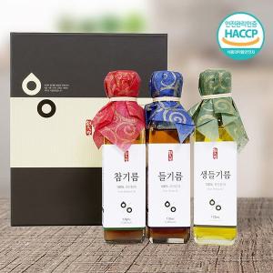 [웰굿]국산 3종 프리미엄 선물세트(참기름,들기름,생들기름,각170ml)(+선물박스,쇼핑백)