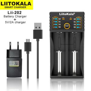 Liitokala NiMH 리튬 18650 배터리 충전기 Lii 402 202 1.2V 3.7V 3.2V AA/AAA 26650 10440 16340 21700 20700 14500