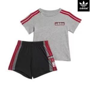 [매장정품] 아디다스 ADIDAS 키즈 아디브레이크 반팔티 세트 트레이닝복 유아용 그레이레드IN2104