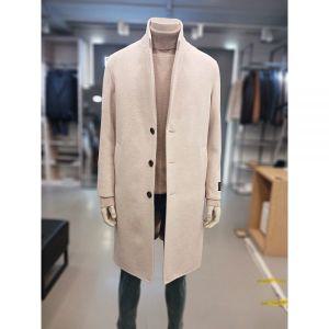 바쏘옴므 F/W 라이트베이지 울 캐시미어 블렌드 구스다운 핸드메이드 싱글 롱 코트 WSX4CJ55A