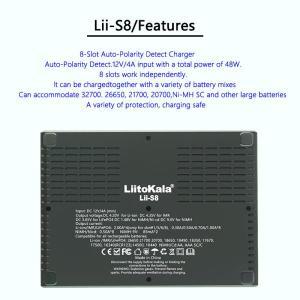 LiitoKala Lii-S8 8 슬롯 용량 확인 9V LCD 배터리 충전기  18650 21700 AA 3.7V