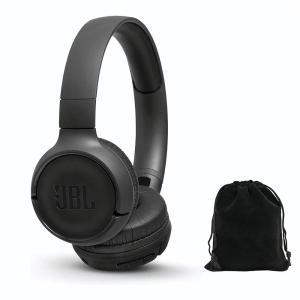 JBL Tune 500BT 무선 온이어 헤드폰 - 블랙 보관 케이스 파우치 포함