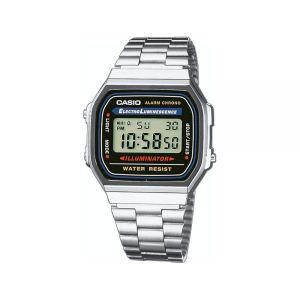 Casio 남성 빈티지 전자 루미너선스 시계 A168WA-1