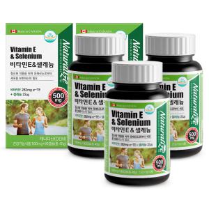 네추럴라이즈 비타민E & 셀레늄 500mg x 90캡슐 3개 토코페롤