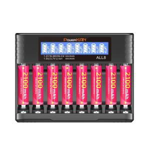 POWERKAN ALL8 충전기 8 슬롯 고속 LCD AA/AAA 1.2V Ni-MH 1.5V/3.7V 리튬 이온 배터리에 적합