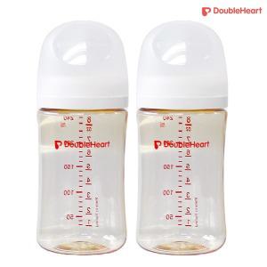 더블하트 모유실감 3세대 PPSU 젖병 240ml 노꼭지 트윈팩 - 제뉴인화이트