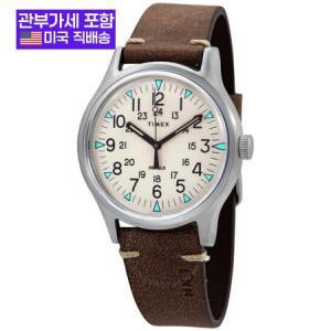 TIMEX MK1 쿼츠 베이지 다이얼 브라운 가죽 남성용 손목시계 TW2R96800 TW2R96800VQ [