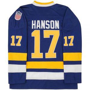 Hanson Brothers Charlestown Chiefs 슬랩 샷 영화 하키 저지 스티치 글자 및 숫자 S-XXXL 17 블루