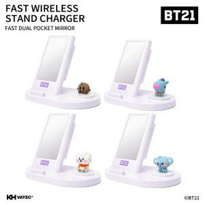 BT21 고속 무선충전 핸드폰거치대 거울 연필꽂이 무드등 7종류