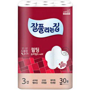 잘풀리는집 두루마리휴지 퀼팅 화장지 3겹 27m 30롤