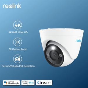 Reolink 가정용 PoE 보안 카메라, 3 배 줌, 야외 8MP IP 캠, 스마트 AI, 사람, 자동차, 애완 동물 감지 보호 감시 카메라, 4K