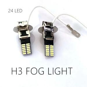 H3 LED 자동차 헤드라이트 안개등 전구, 자동차 운전 러닝 램프, 12000LM, 80W, 12V, 24V, 2 개