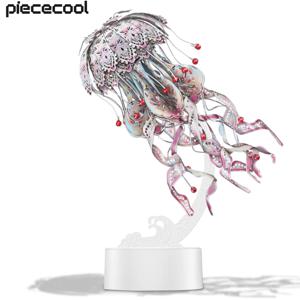 Piececool 메탈 퍼즐 3D 퍼즐 금속 모델 선물, 다채로운 해파리 빌딩 키트, 성인용 직소 DIY 장난감, 4 가지 색상