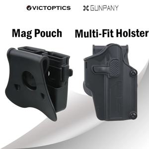 Victoptics 멀티 핏 홀스터 및 더블 탄창 파우치, 자동 잠금 범용 권총 홀스터, 오른손 더블 스택 9mm .40 .45