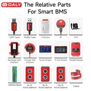 댈리 스마트 BMS 액세서리, 와이파이 블루투스 USB-UART RS485 케이블, 캔버스 파워 보드, 터치 LCD 스크린, 3s 4s 10s 13s 14s bms