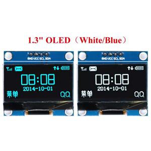 아두이노용 IIC OLED LED 12864 LCD 스크린 보드, 1.3 인치 OLED 모듈, 1.3 인치 디스플레이 모듈, 화이트, 블루 128X64 I2C SSD1306, 1.3 인치