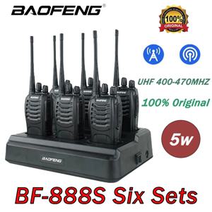 Baofeng BF-888S 워키토키 듀얼 밴드 휴대용 장거리 대기, 사냥용 양방향 라디오, 5W 4A UHF 400-470MHz 햄, 6 팩