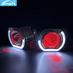 RONAN 2.5 ''ver 8.1 Bi-Xenon 프로젝터 렌즈 H1 자동차 헤드 라이트 (X5 BM 스포츠 용) LED Square Angel Eyes DRL 흰색 개조 H4 H7 자동차