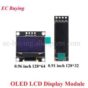 0.91 0.96 인치 OLED LCD 디스플레이 모듈, 128x32 128x64 SSD1306 12832 12864 I2C IIC 시리얼 화이트 LCD 스크린, Arduino와 통신