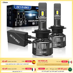 BEVINSEE H4 H7 LED CANBUS H11 H1 9005 HB3 9006 HB4 H8 H9 9012 LED 헤드라이트 120W 고출력 22000LM 6000K 자동차 전구 V45