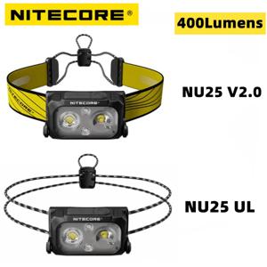 NITECORE NU25 UL V2 충전식 헤드램프, 400 루멘, 듀얼 빔 장착 스포트라이트 투광 조명, 초경량 헤드라이트 랜턴