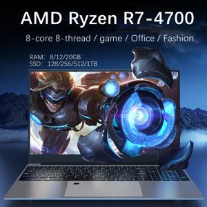 경량 휴대용 금속 노트북 백라이트, AMD R7-4700, 비즈니스 사무실 디자인 컴퓨터, 20GB 램, 256G, 1TB SSD, 15.6 인치, 2023 신제품