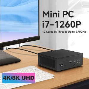 게이머 오피스 미니 PC 인텔 코어 i7 1260P 프로세서, 12 코어 윈도우 11 DDR4 M.2 NVMe SSD, 듀얼 밴드 와이파이 4K 8K UHD 디스플레이