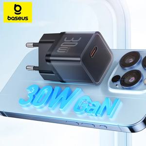 Baseus 30W GaN 충전기, 아이폰 충전기 16 15 14 13 12 Pro Max 삼성 Xiaomi, USB C 충전기 지원 PD QC PPS, 노트북 스마트폰 급속 충전