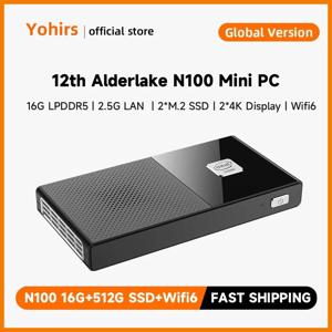 Alder lake 인텔 N100 N200 미니 포켓 PC, 윈도우 11, 8G, 16G, LPDDR5, 512G, NVME SSD, 2.5G Lan, 휴대용 PC 스틱, 와이파이 6, 4K 미니 PC, 12 번째