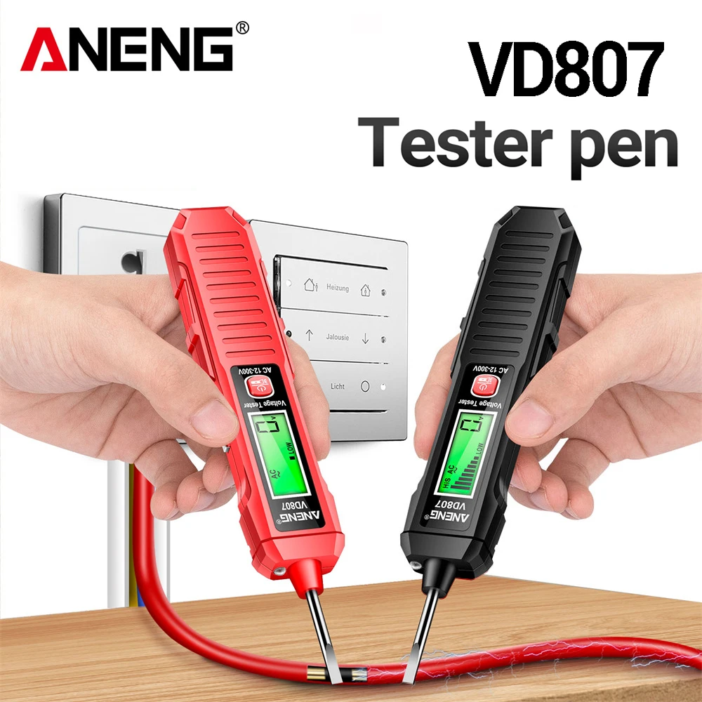 ANENG VD807 스마트 유도 테스터 펜, AC 12-300V 전압 테스터, NCV 센서 와이어 감지기, 전문 전기 도구, 50Hz, 60Hz