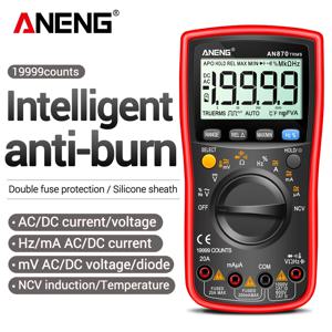 ANENG AN870 전문 디지털 멀티미터 19999 카운트, True Rms AC/DC 전압 전류 NCV 트랜지스터, 정확한 자동 범위 테스터