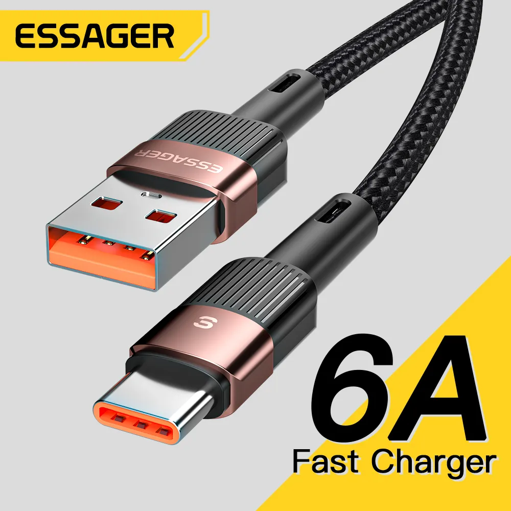 Essager 7A USB 유형 C 케이블 Realme 화웨이 P30 Pro 66W 빠른 충전 와이어 USB-C 충전기 데이터 코드 삼성 Oneplus Poco F3