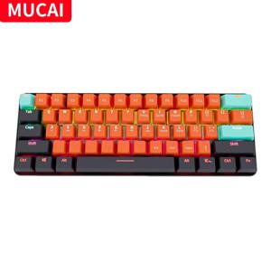 MUCAI MKA610 USB 미니 기계식 게이밍 유선 키보드, 레드 스위치, 61 키 게이머, 컴퓨터 PC 노트북 분리형 케이블