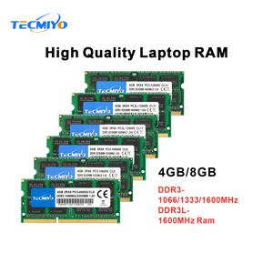 TECMIYO 노트북 메모리 RAM, DDR3 DDR3L, 4GB, 8GB, 1600MHz, 1333MHz, 1066MHz, 1.35V, 1.5V, PC3, PC3L-12800S PC3-10600S, PC3-8500S -1PC 그린