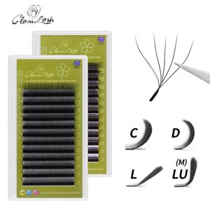 GLAMLASH 5D - W 모양 속눈썹 익스텐션, 자동 꽃, W 가짜 속눈썹, 0.07mm C/D/L/LU 컬 개별