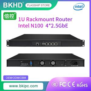 BKHD 저렴한 맞춤형 인텔 N100 1U 랙 마운트 방화벽, 미니 PCIE 지지대 와이파이 네트워크 서버, 화이트 블랙 PVC 스티커, 4 * RJ45