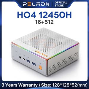 Peladn 데스크탑 미니 PC HO4 코어 i5-12450H, 최대 4.4GHz, 16GB DDR4 512G SSD,USB4.0 와이파이 6, 블루투스 5.2, 듀얼 4K 60Hz 디스플레이