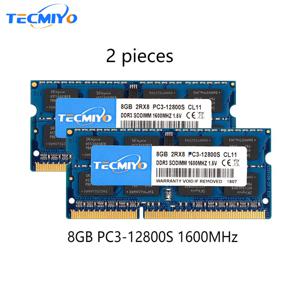 Tecmiyo 노트북 메모리 램, 비 ECC 노트북 메모리, 블루, 고품질, DDR3, 1600MHz, PC3-12800S, 2RX8, SODIMM, 1.5V, 16GB, 2X, 8GB