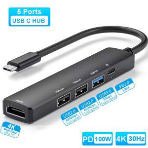 멀티 USB 분배기 전원 어댑터, USB 3.0 허브, PD 100W, 4K, 30Hz, USB C 허브, USB 3.0 다중 확장기, 화웨이 샤오미 맥북용